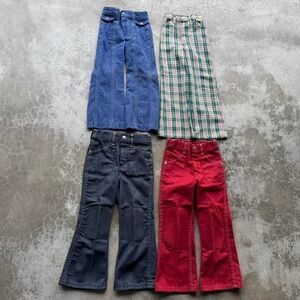 True vintage 1970's LOT OF 4 Sears Flare Denim Jeans Kids Youth Toddler